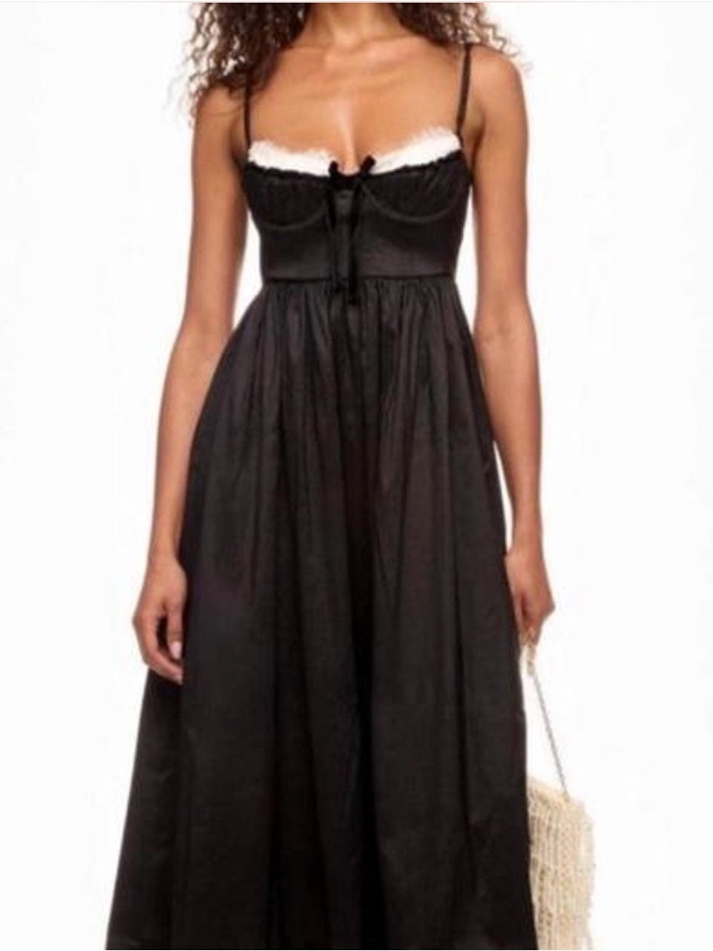 For Love & Lemons Black Doris Dress with White Trim